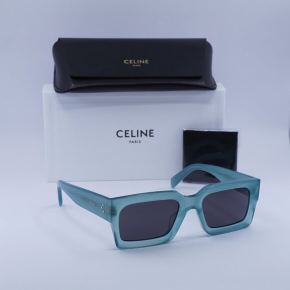 🕶️ New Celine CL40280U 93A Sunglasses - Shiny Lime Transparent Frame - Picture 10 of 10